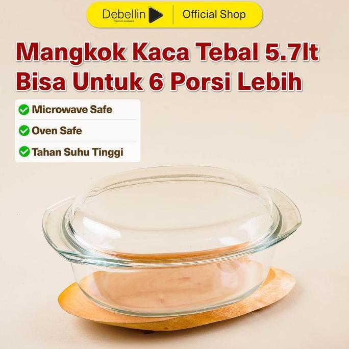 Bebida - Debellin Glass Oval Casserole Mangkok Saji Kaca Borosilicate 5,7 Liter