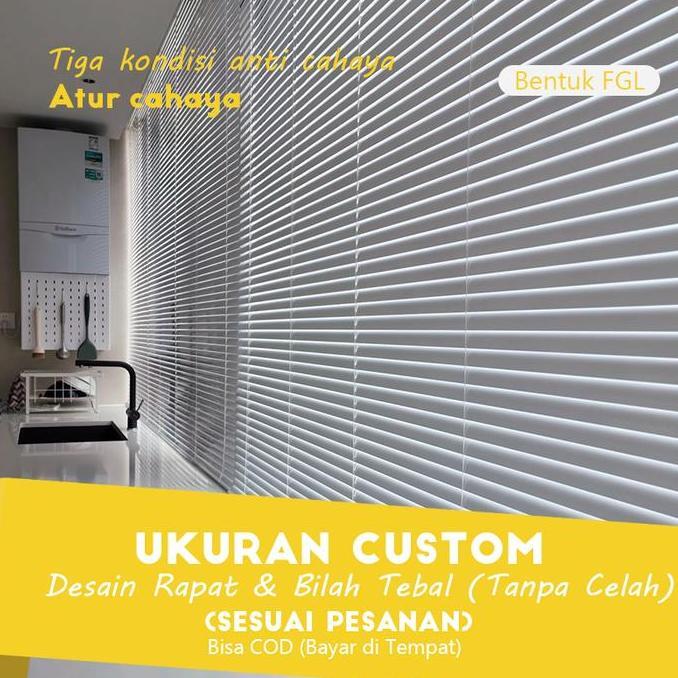 [BISA CUSTOM] Tirai Venetian Blind Aluminium - Anti UV & Privasi Maksimal, Kerai Jendela Minimalis T