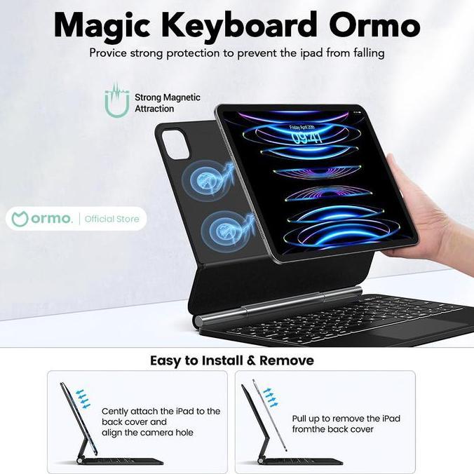 Spja- Ormo Magic Keyboard 11" For Ipad 11 Inch Ipad Air 4 5 Ipad Pro M1 M2