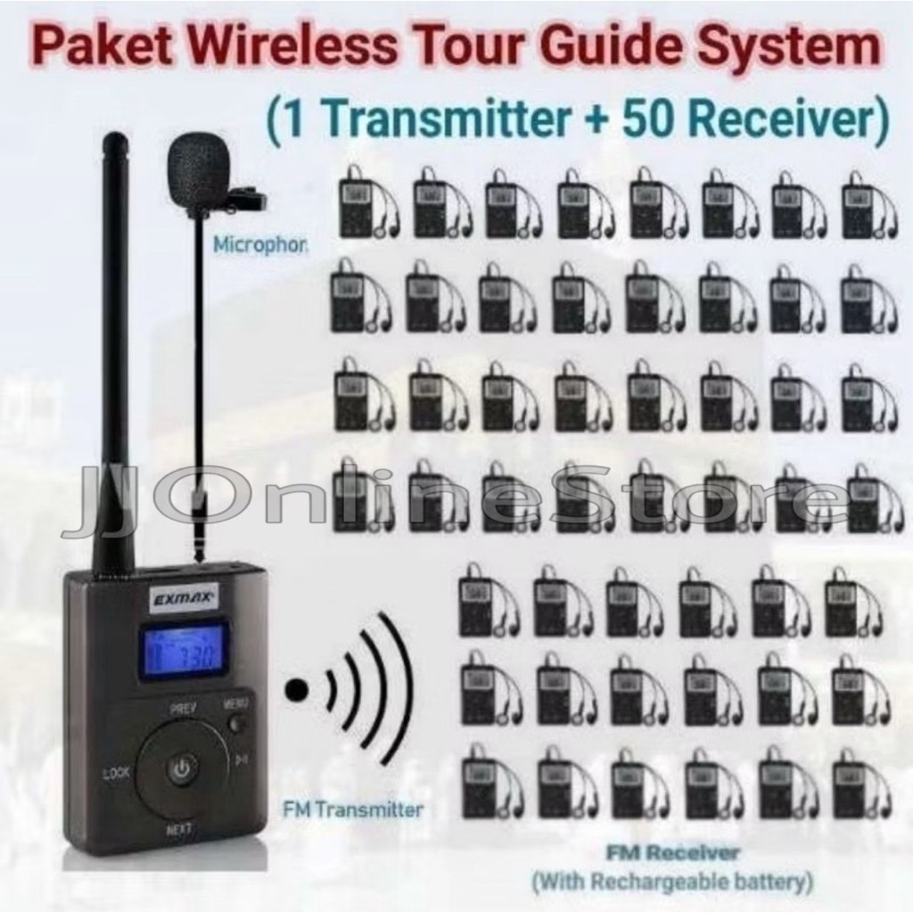 Paket Wireless Tour-guide System Haji Umroh (1 Transmitter - 50 Receiver)