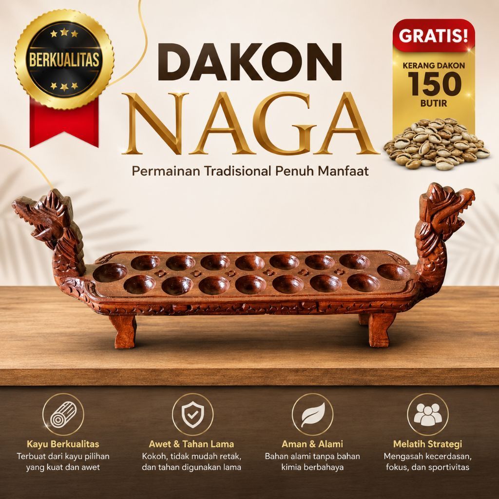 Dakon kayu motif naga kayu dakon lubang 9 congklak kayu gratis biji dakon kerang papan dakon tradisi