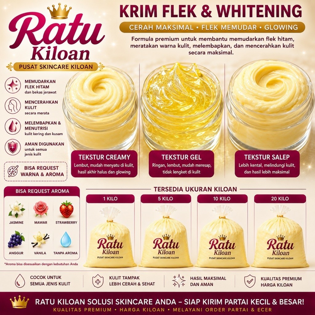 HARGA PABRIK  HTMH / cream malam kiloan / salep flek / cream flek / cream whitening