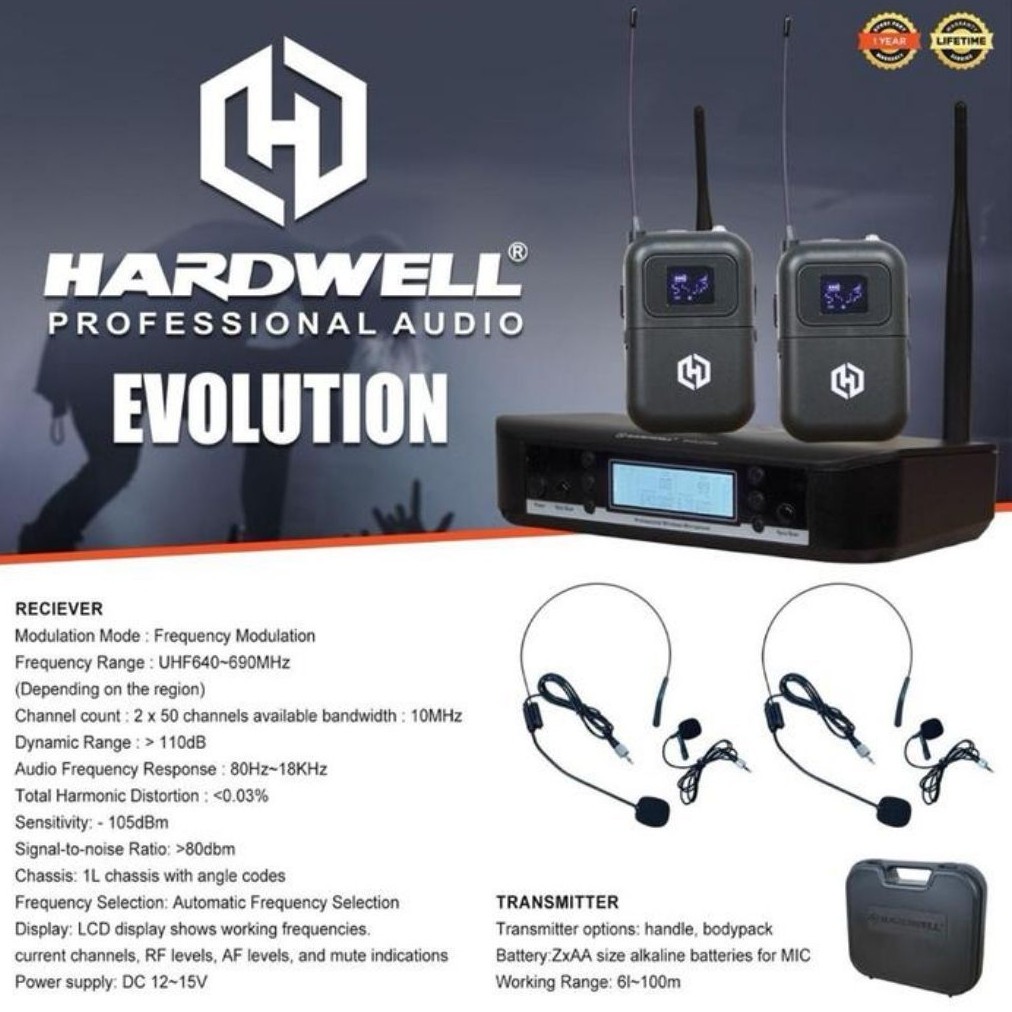 microphone wireless Hardwell EVOLUTION Double Mic Clip On + Headset Original
