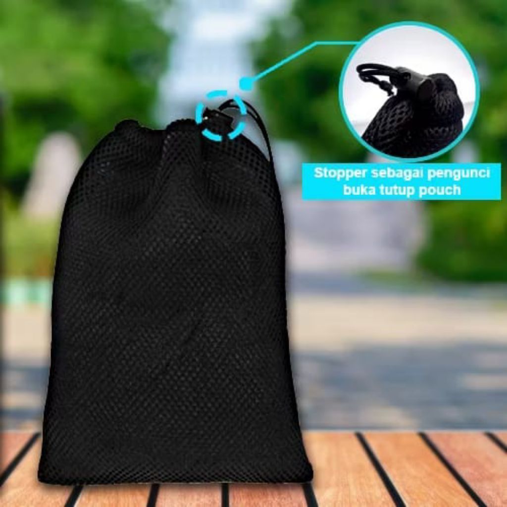Tas pouch serut bahan mesh - gadget protector