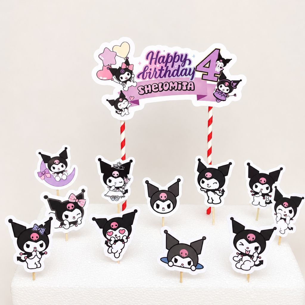 TOPPER CAKE KUROMI CUSTOM - TOPPER ULANG TAHUN KUROMI