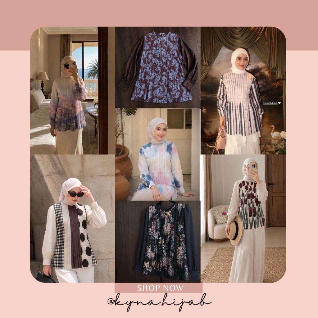 PLEATS BLOUSE Atasan Pleats Vanilla Hijab
