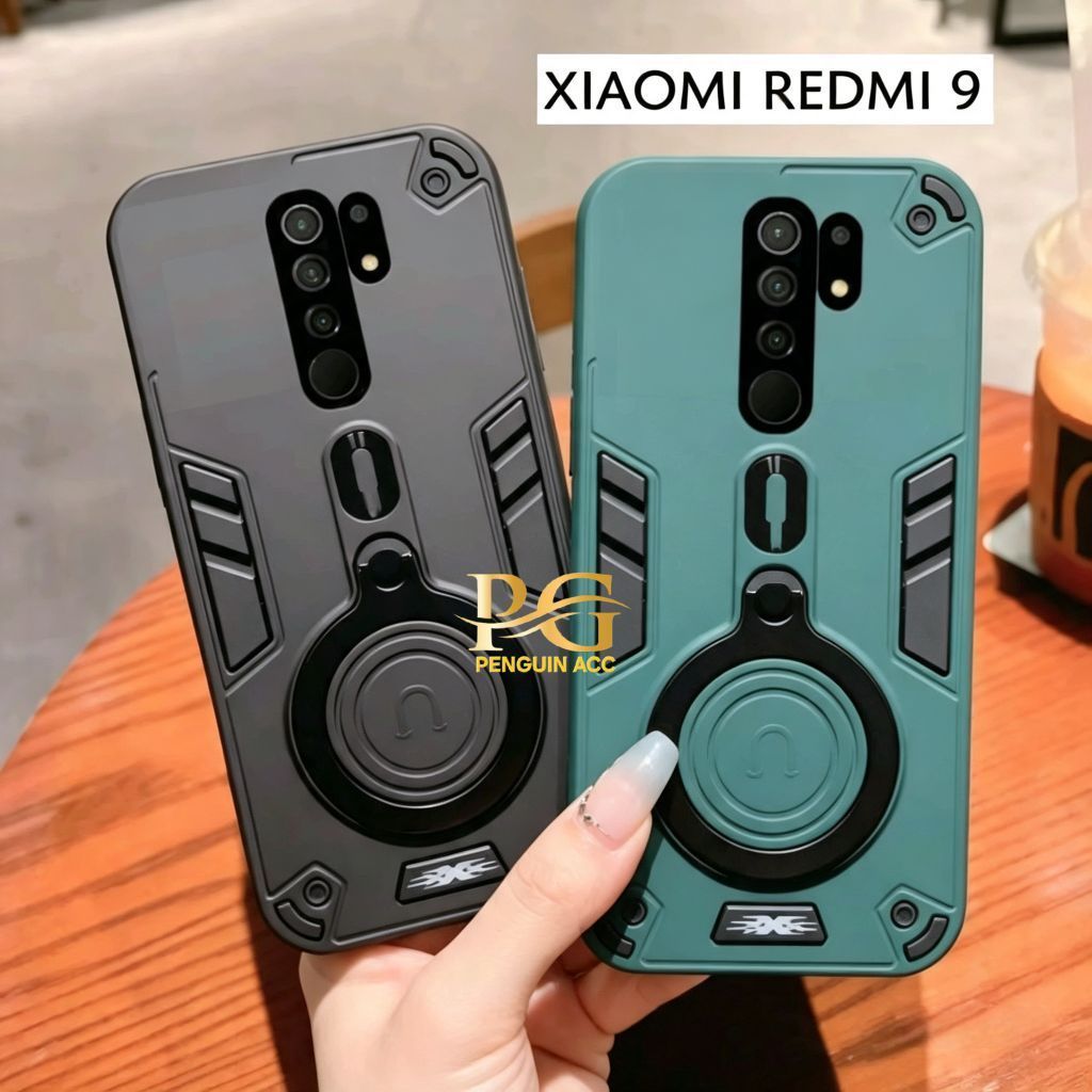 Casing XIAOMI REDMI 9 Hard Case Robot Ring Eye Ring Pro Camera Casing Standing Robot
