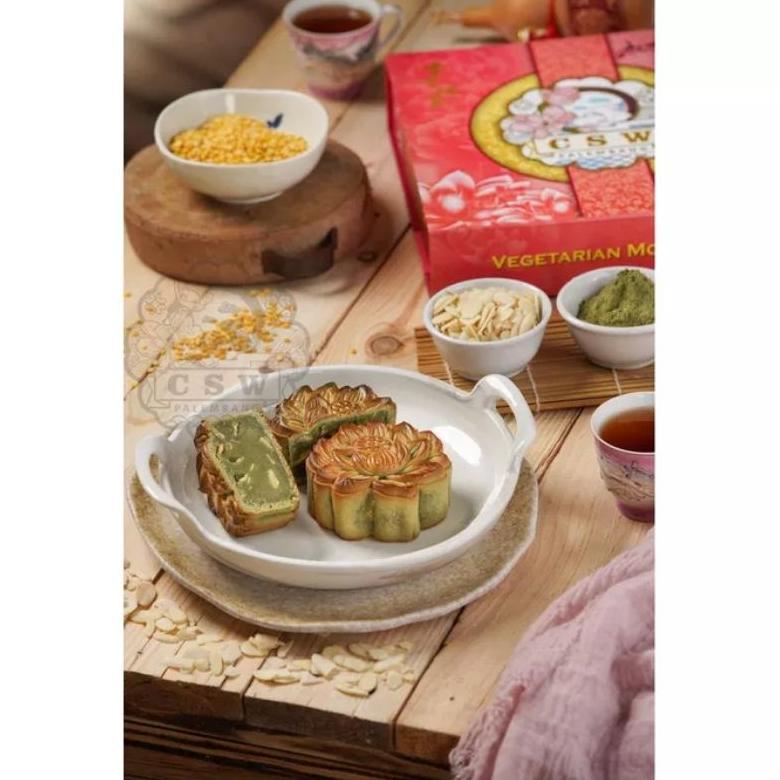 Ready MOONCAKE CSW (CITRA SARI WANGI) PALEMBANG 1 PCS (SATUAN) / KUE BULAN VEGETARIAN HALAL / MOONCA