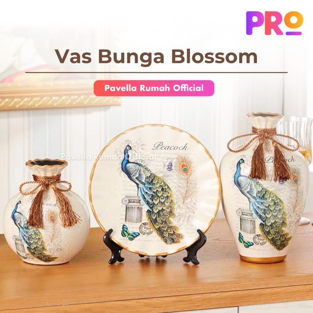 Pajangan Vas Bunga Piring Modern SET 3 PCS Keramik Hiasan Guci Meja Ruang Tamu Dekorasi Hadiah Unik 