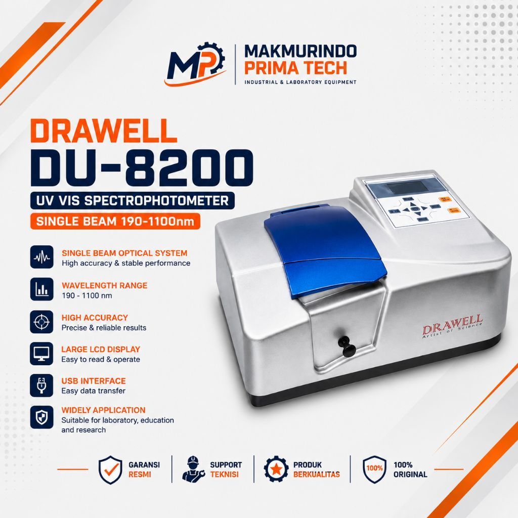 DRAWELL DU8200 DU-8200 UV VIS Spectrophotometer Single Beam 190-1100nm UV Visible Spectrophotometer 