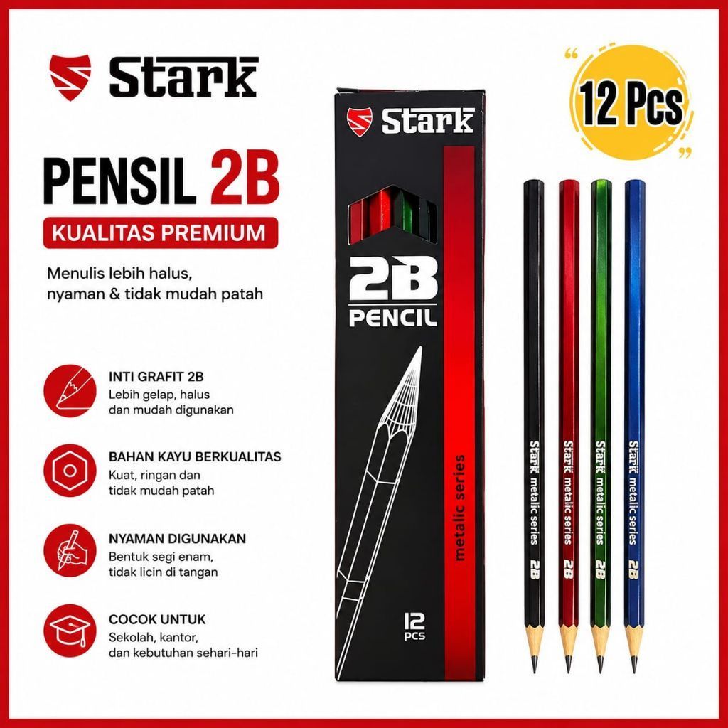 PENSIL 2B STARK / PENSIL 2B / PENSIL MURAH LUSINAN