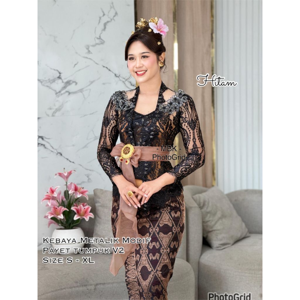 kebaya Payet bunga tumpuk(HANYA kebaya)