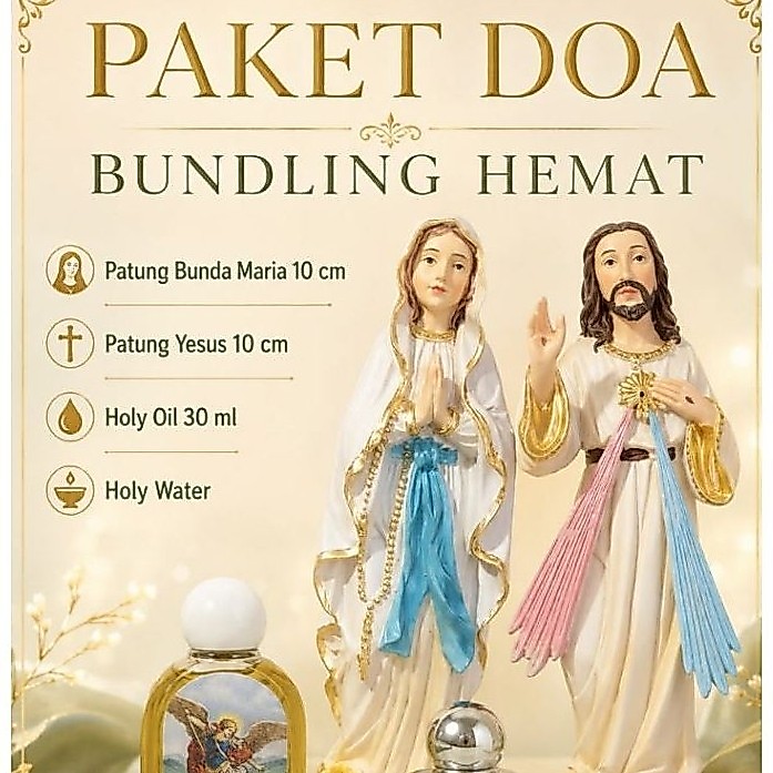 1pc Patung bunda maria 10cm1pc Patung bunda maria 10cm1pc Holy oil 30ml 2pc Holy Water .