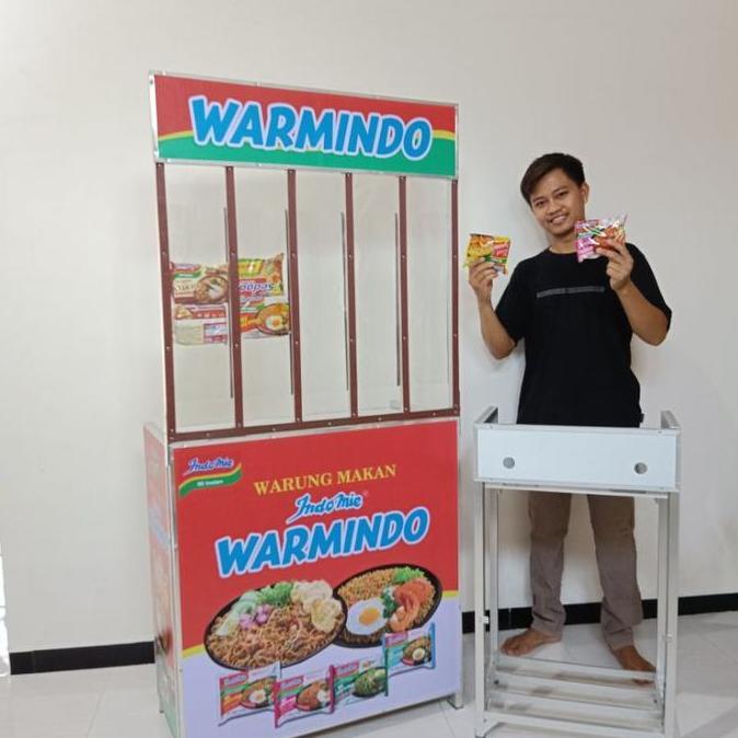 Terlaris Terbaru!!! Gerobak Warmindo Portable / Gerobak Lipat Aluminium / Booth Portable