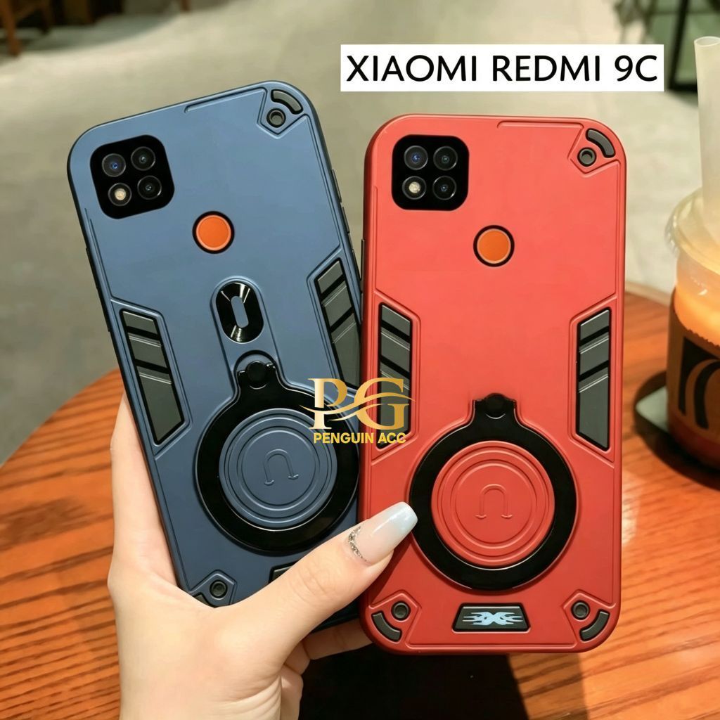 Casing XIAOMI REDMI 9C Hard Case Robot Ring Eye Ring Pro Camera Casing Standing Robot