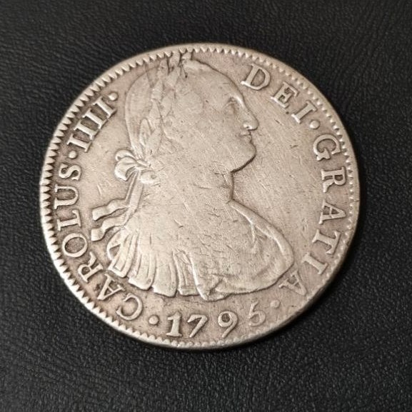 Koin Perak Kuno Hispan Carolus IIII Raja Charles IV Tahun 1795