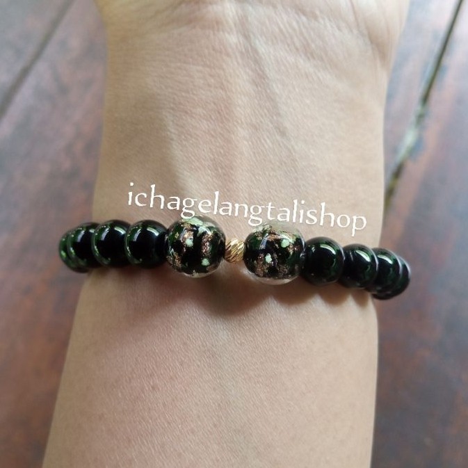gelang giyok hitam kombinasi emas 0,1 gram