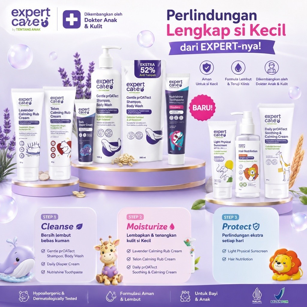 [READY-LENGKAP] Expert Care Daily prOATect SOOTHING & Calming Cream Lotion Kulit Bayi Sensitif Ruam 