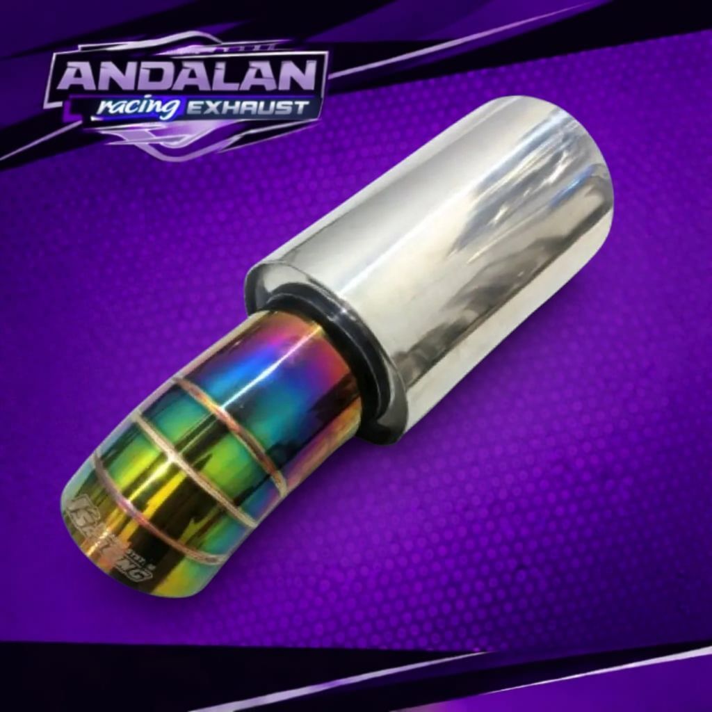 knalpot mobil racing Js racing stenlis suara bas kering universal muffler