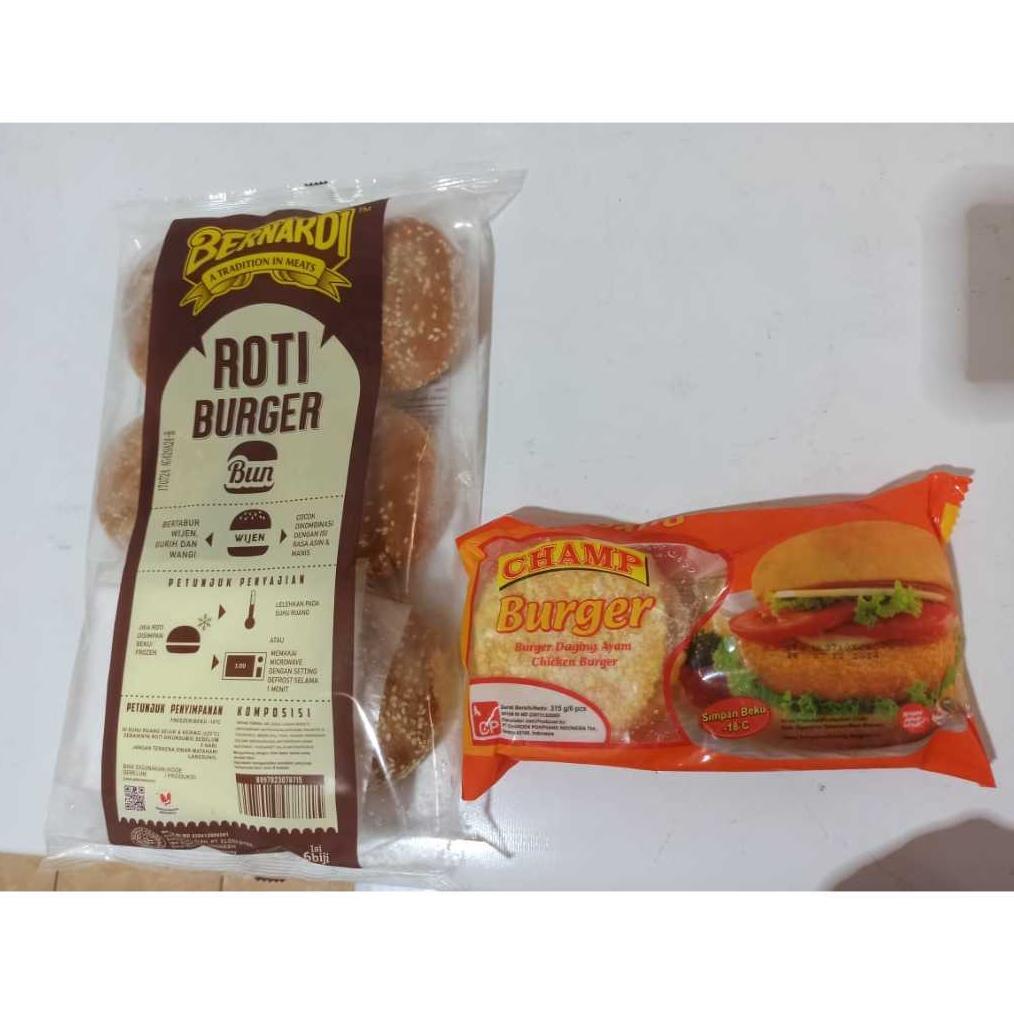 paket burger bernardi (Roti Burger + Daging Burger Vitalia) / Roti Burger Bernardi / Beef Burger Vit