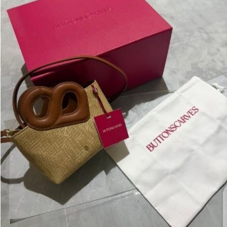 Buttonscarves Bag - Nina Wicker Straw Bag Coklat