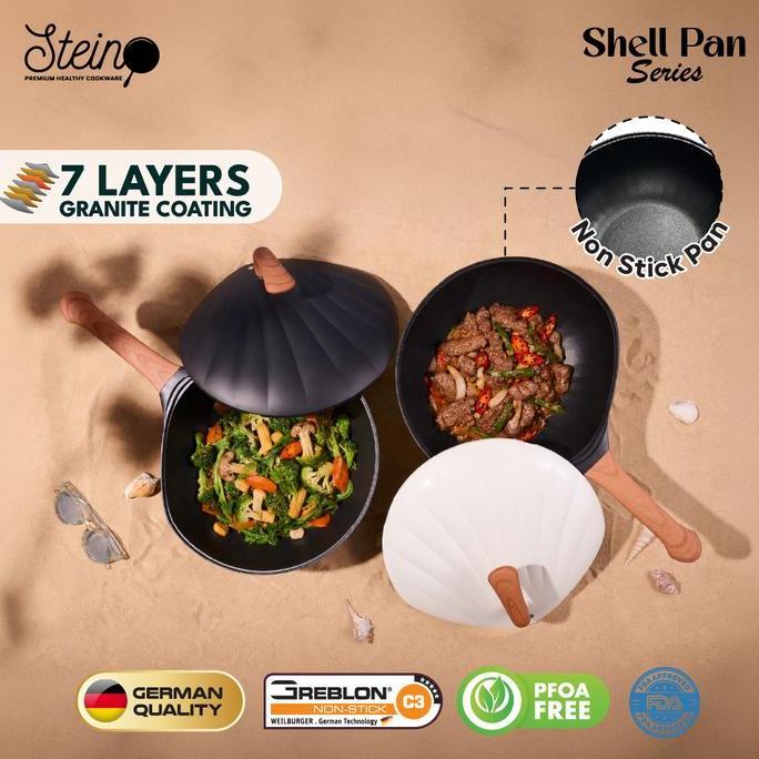 Stein Shell Wok Pan 30Cm - Wajan Penggorengan Anti Lengket Lapisan Granit