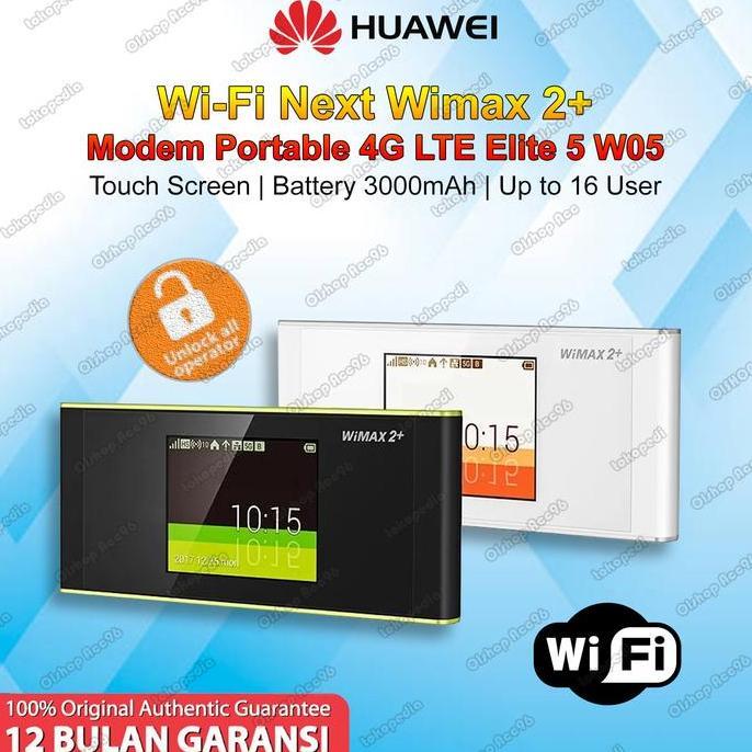 Modem WiFi 4G LTE Elite 5 W-05 Portable Mifi Wimax 2+ CAT-12