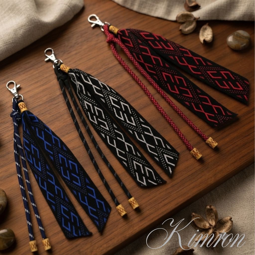 Gantungan Kunci Pita Motif Tenun Etnik Batik Nusantara Keychain Bags Ganci Tas Tali Paracord