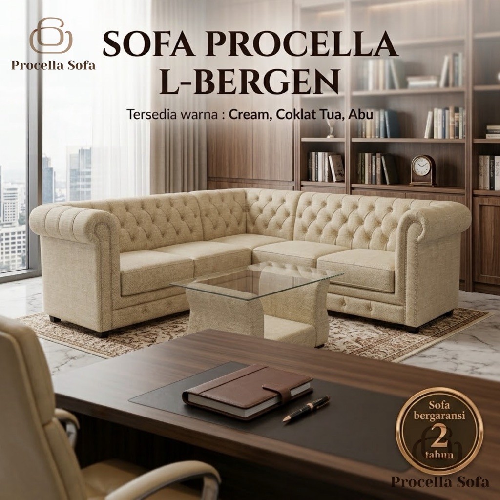 Sofa Procella L Bergen / Sofa Olympic / Sofa Sudut / Sopa Procella L Bergen / Sofa Sudut Kancing / K