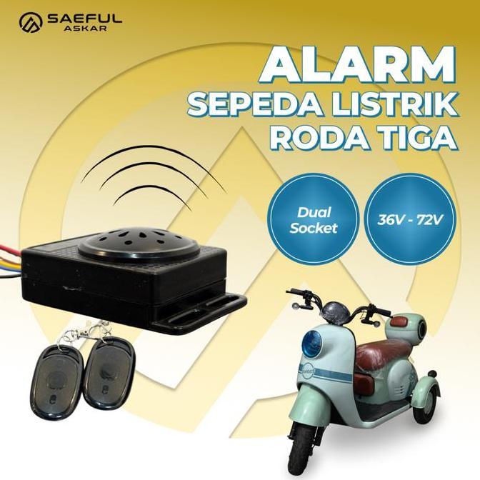 Alarm Sepeda Listrik Roda Tiga Anti Maling 36V-72V Remote Alarm