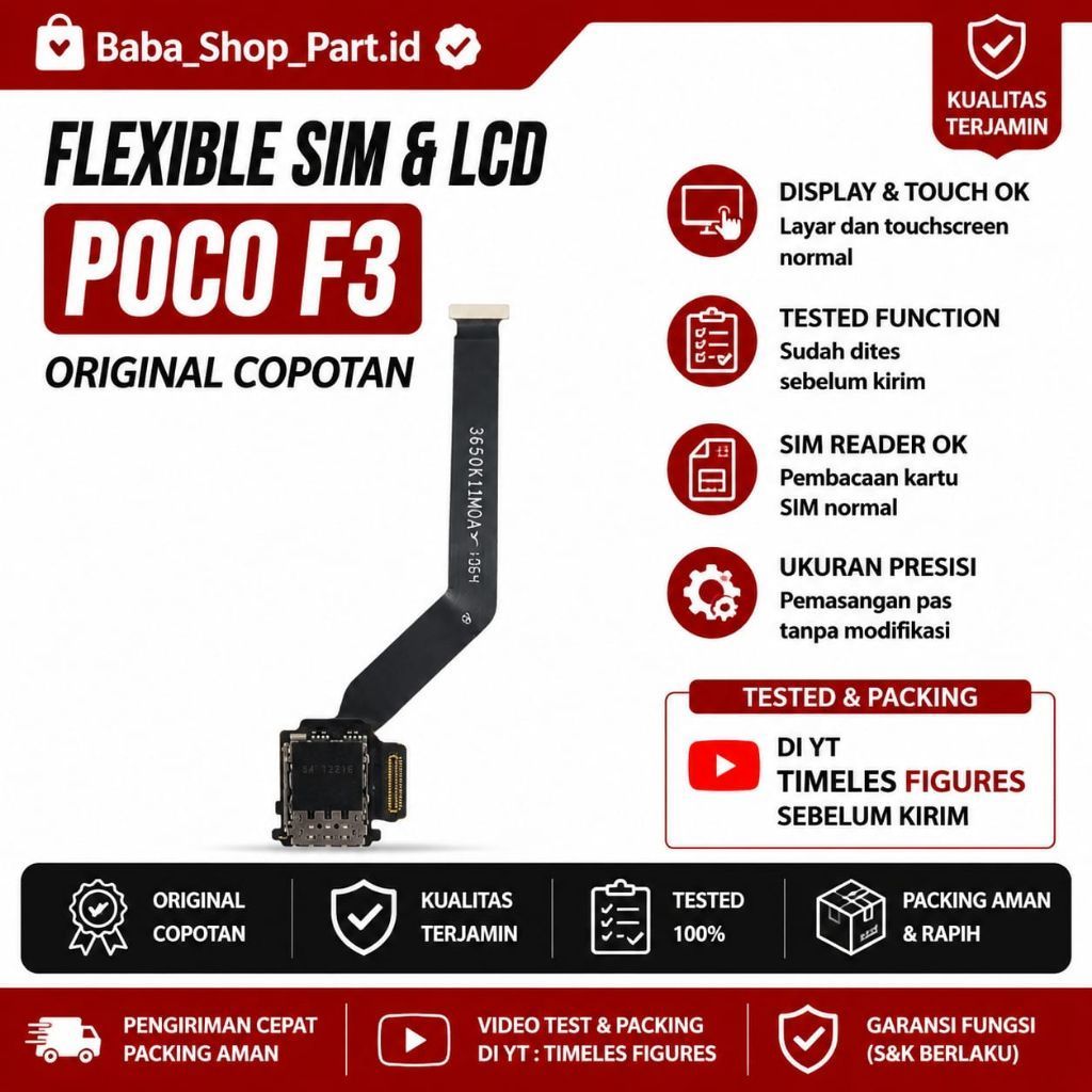 FLEXIBLE LCD & SIM TRY POCO F3 ORIGINAL COPOTAN