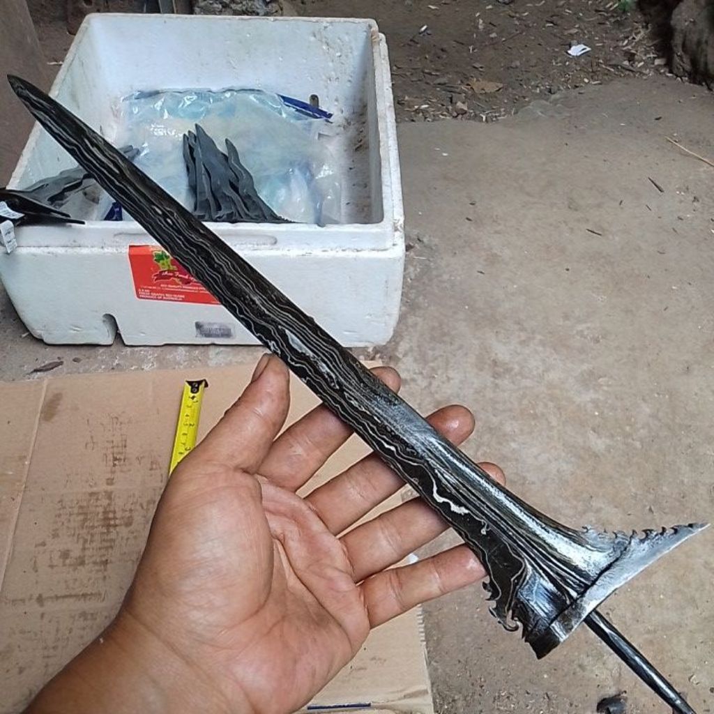 bilah keris bali lurus 34cm asli tempaan (F3)