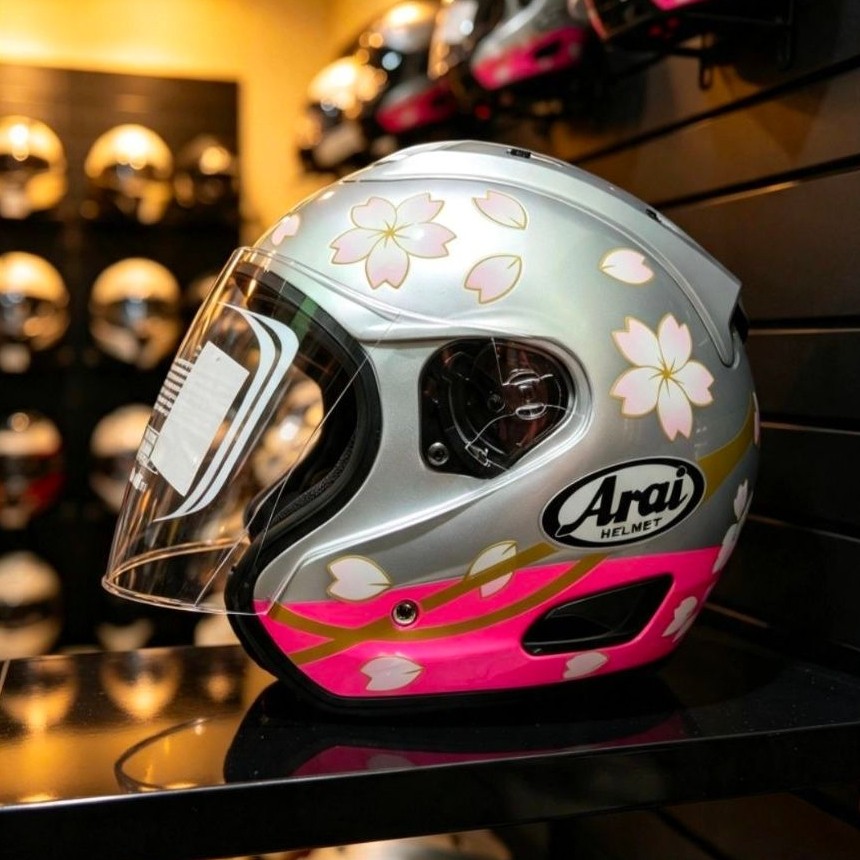 helm aura repaint vrz ram sakura silver pink