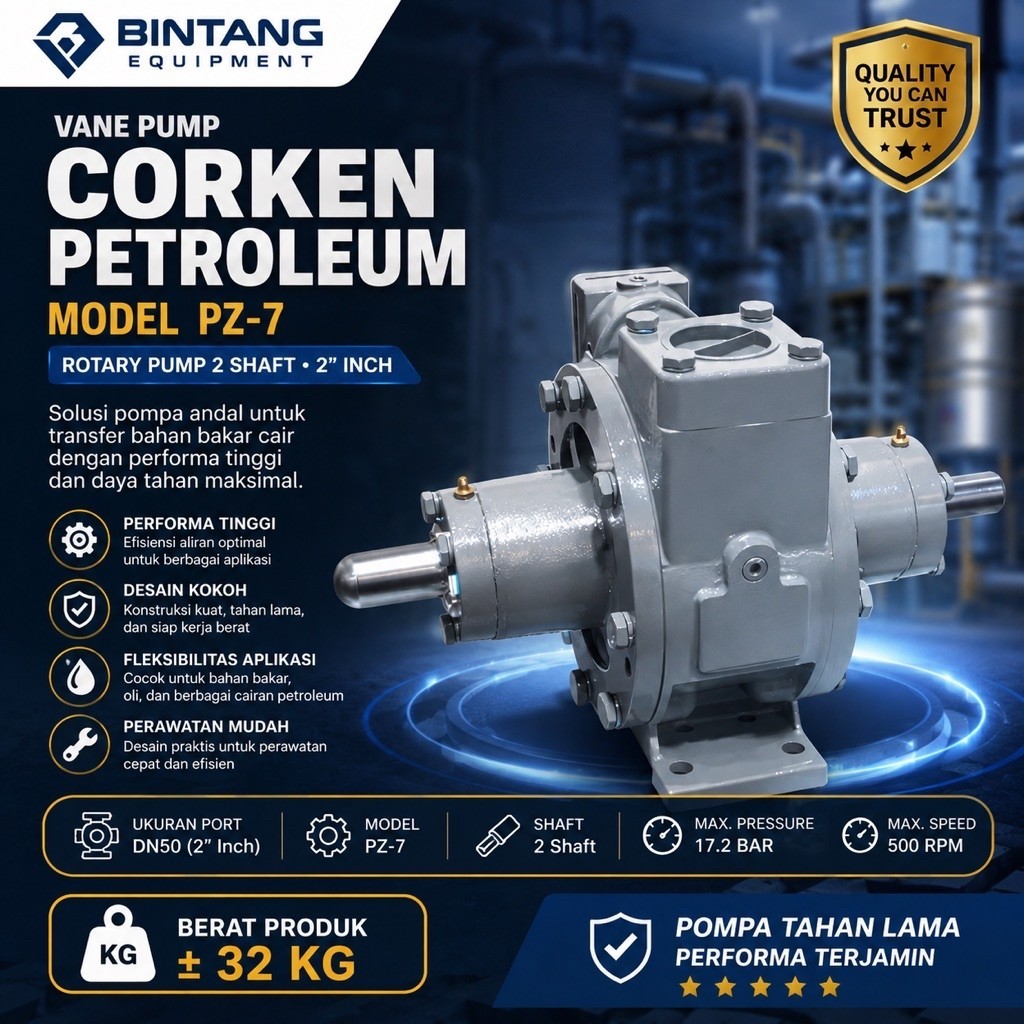 Vane Pump Corken Petroleum DN50 Model PZ-7 Rotary Pompa Corken 2 Shaft 2”Inch
