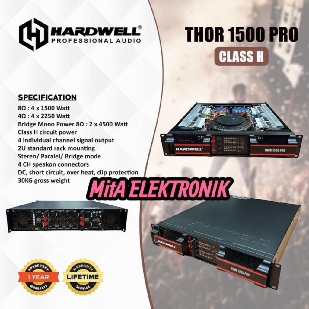 POWER AMPLIFIER HARDWELL THOR 1500 PRO / THOR1500 PRO / THOR 1500PRO 4 X 1500 WATT CLASS H ORIGINAL