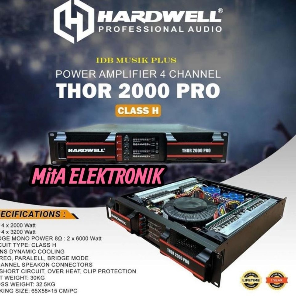 POWER AMPLIFIER HARDWELL THOR 2000 PRO / THOR2000 PRO / THOR 2000PRO 4 X 2000 WATT CLASS H ORIGINAL