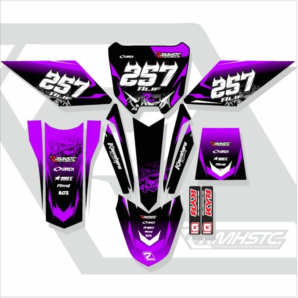 decal motor ojek gabah ungu hitam