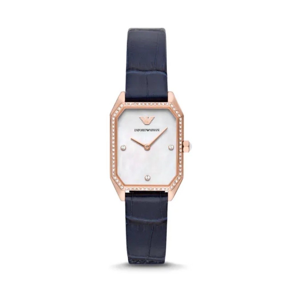 Emporio Armani Two-Hand Blue Leather Watch