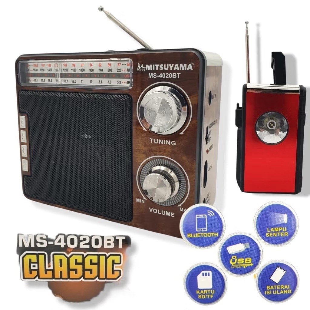 RADIO KLASIK/JADUL SN-4020BT 3 BAND + MP3 PLAYER X-BASS Classic NEW PROMO