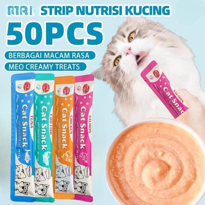 Sikratang_Shop - Cod/Instan Melodyps Snack Ling Ling Dopets Mei 50Pcs 800 Gram Snack Kucing 50 Pcs C