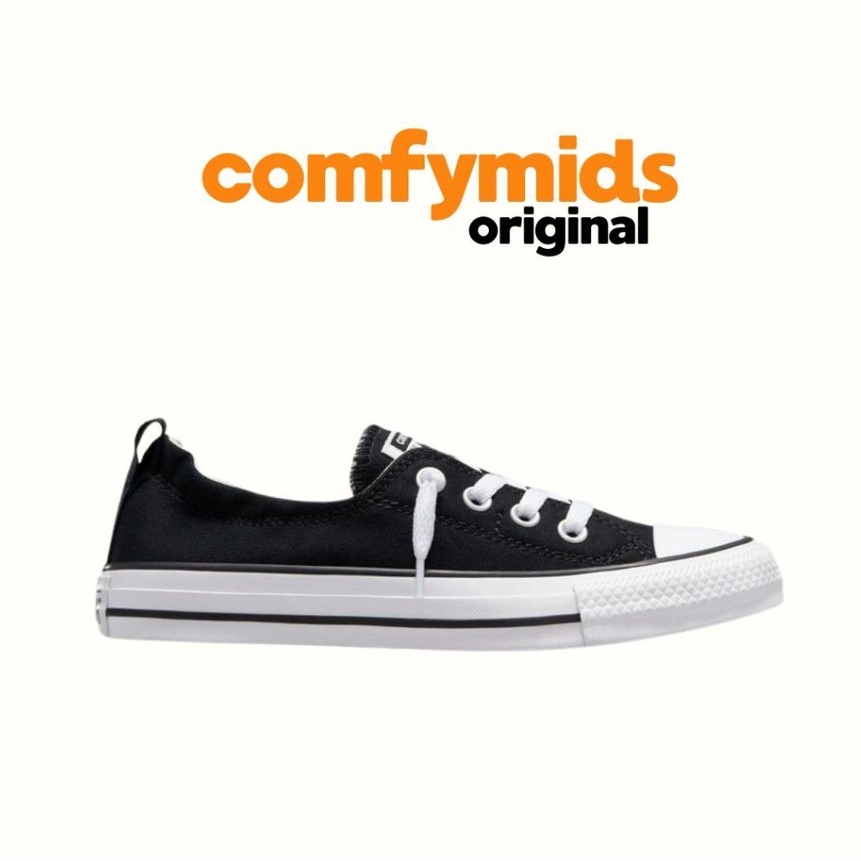 sepatu sneakers converse shoreline low basic slip on black/white original 100% BNIB
