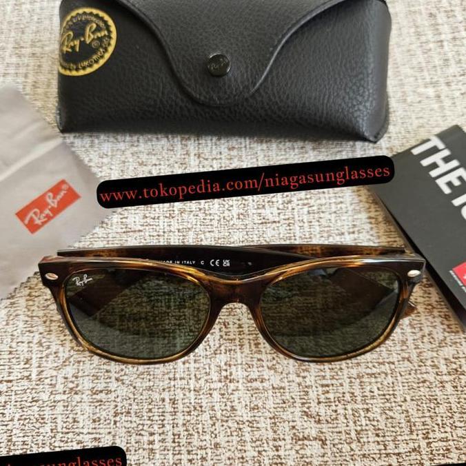 Kacamata Rayban New Wayfarer Tortoise Glossy Lens Green Second Original