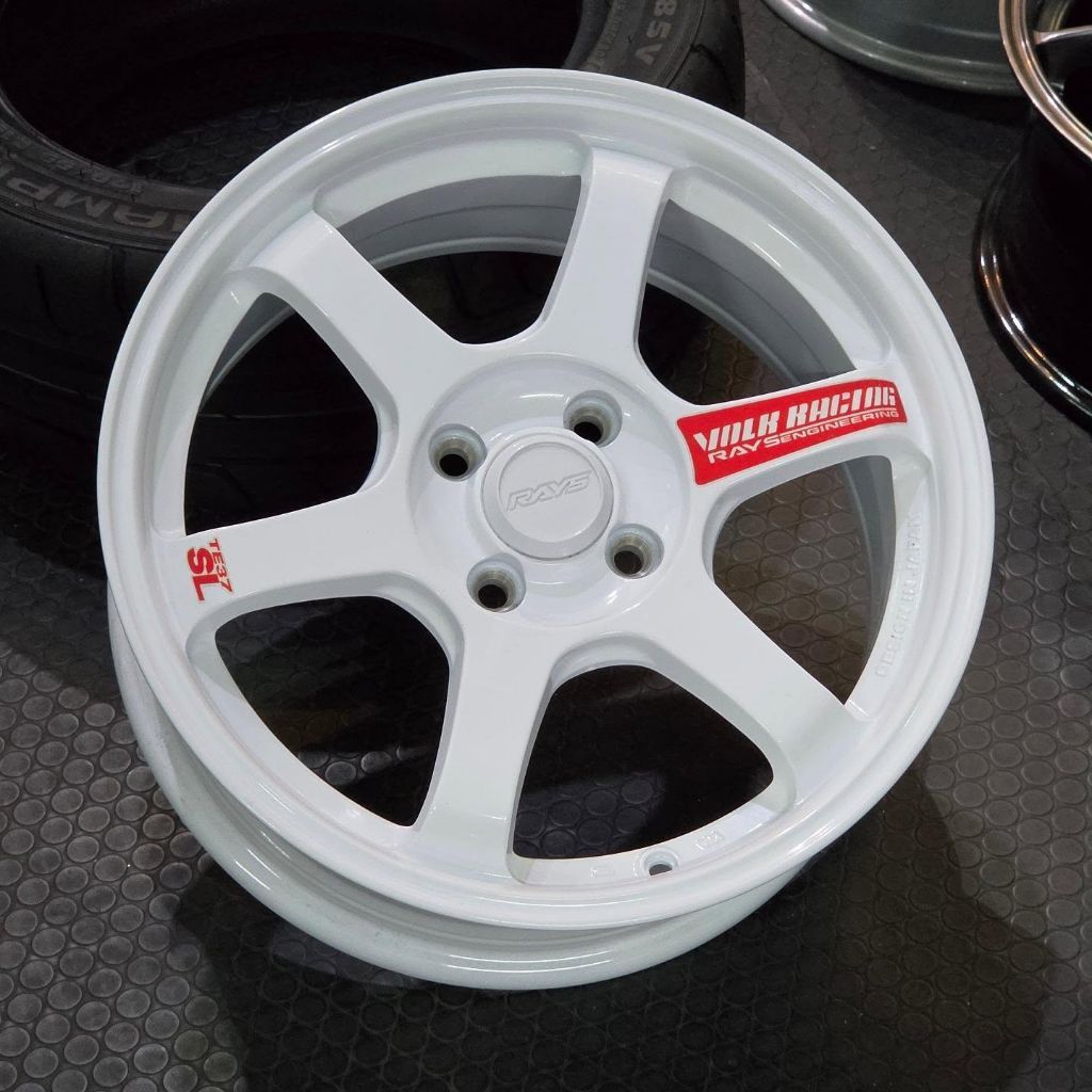 Velg R16 Mobil Brio Jazz Civic Genio Rep TE37 SL R16X7 PCD 4x100 Et38 Warna Putih
