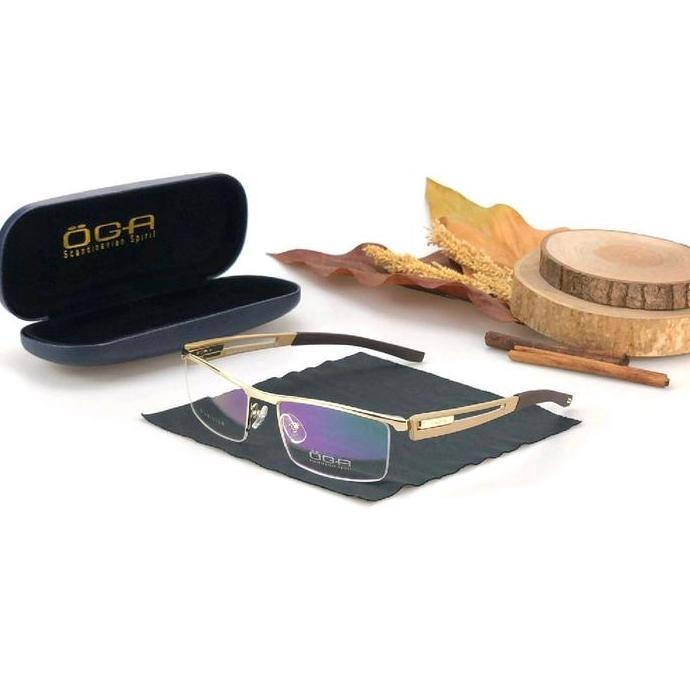 Frame Kacamata Pria Sporty Oga 67082 half frame grade original