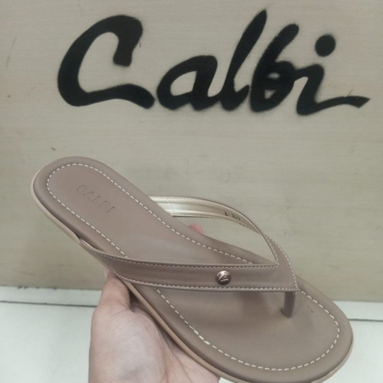 Sandal Wanita Teplek Calbi Original Artikel L 103 Model Jepit Hak Flat Size 36-40