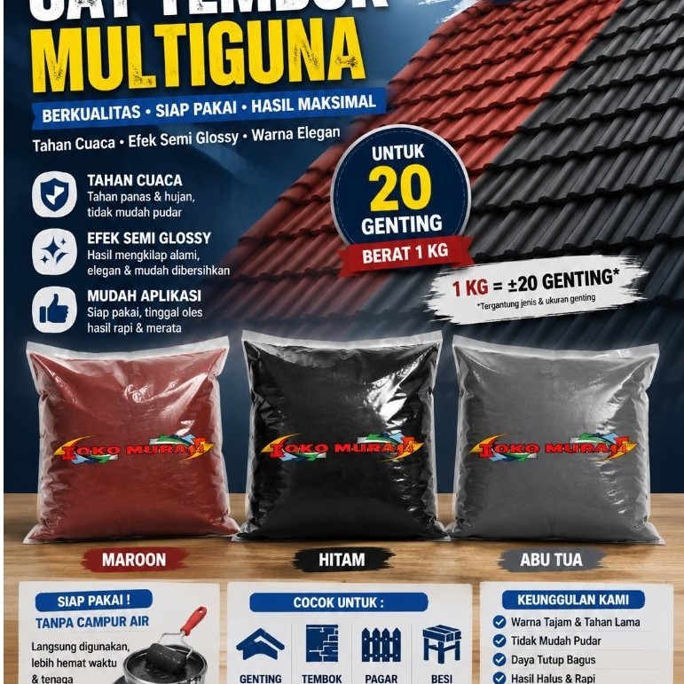 Cat Genteng Tahan Cuaca Mengkilap Warna-Warni - Kiloan