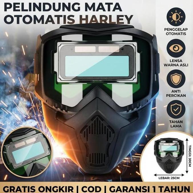 ARDHUW Topeng Las Pelindung untuk Pekerjaan Logam Pelindung Wajah Otomatis Gelap dengan Lensa Warna 