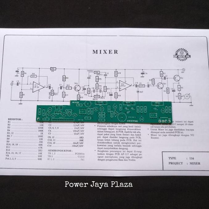PCB MIXER AP-116 ORIENTAL DILENGKAPI RANGKAIAN VU BOOSTER PJP79