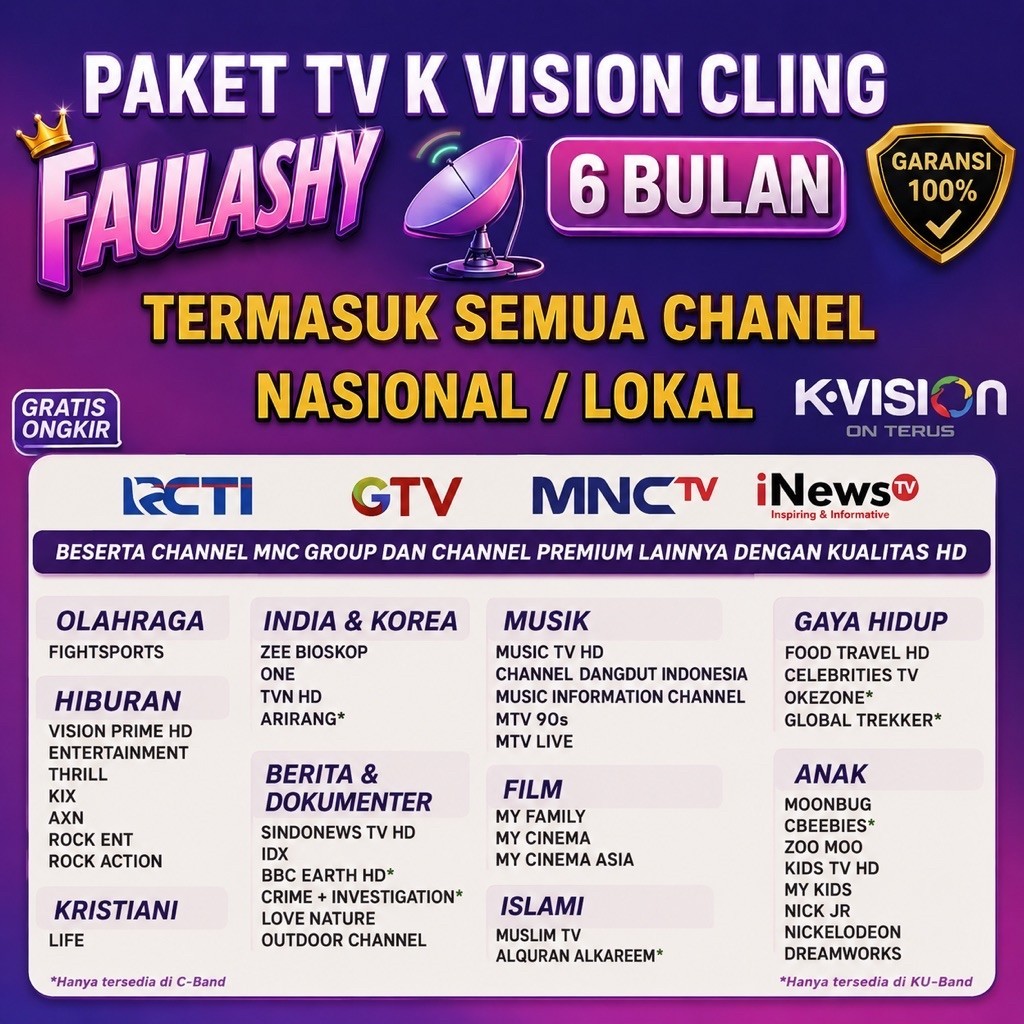 PAKET TV CLING K VISION LENGKAP PROMO PROSES CEPAT