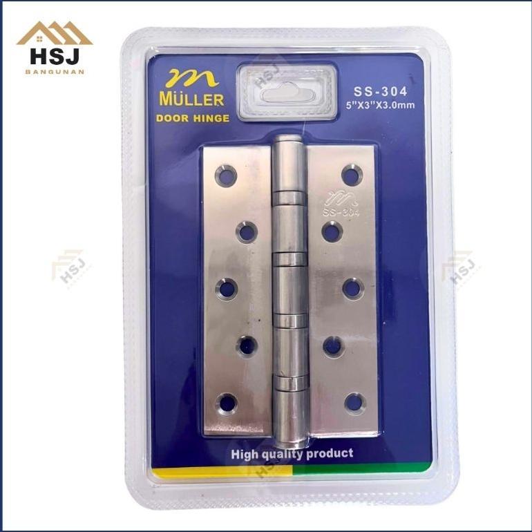 MULLER Engsel Bearing Stainless Steel Tebal SS 304 5 Inch Engsel Pintu Jendela Muller